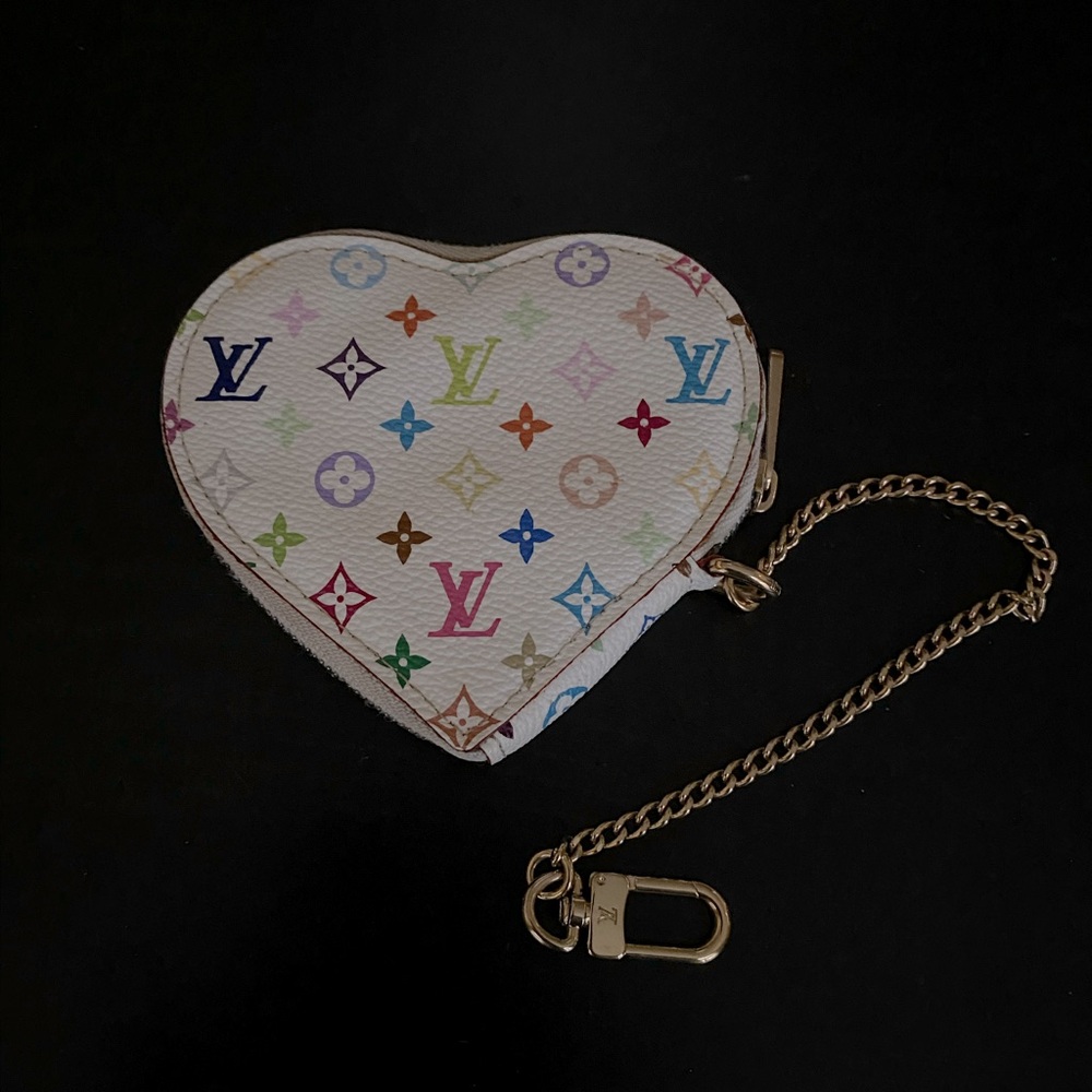 Louis Vuitton x Takashi Murakami white multicolor heart coin purse - Picture 4 of 17
